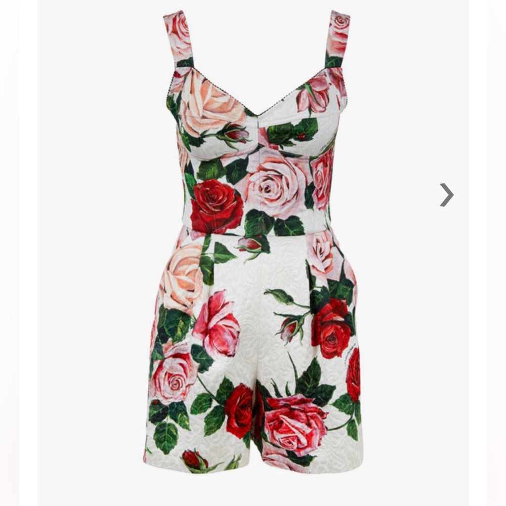 Dolce & Gabbana White Rose Print Brocade Playsuit
**NWT